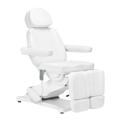 Elektrische behandelstoel SILLON Classic Pedi met 3 motoren en pedi cradle voor beauty, podologie en massage, wit