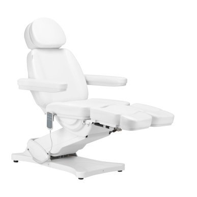 Elektrische behandelstoel SILLON Classic Pedi met 3 motoren en pedi cradle voor beauty, podologie en massage, wit