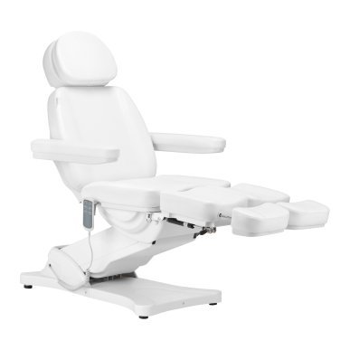 Elektrische behandelstoel SILLON Classic Pedi met 3 motoren en pedi cradle voor beauty, podologie en massage, wit