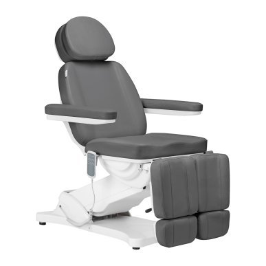 Elektrische behandelstoel SILLON Classic Pedi met 3 motoren en pedi-cradle voor podologie, pedicure en salons, grijs