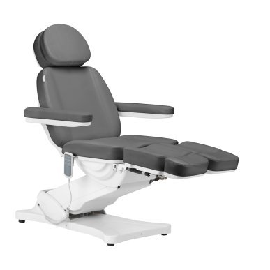Elektrische behandelstoel SILLON Classic Pedi met 3 motoren en pedi-cradle voor podologie, pedicure en salons, grijs
