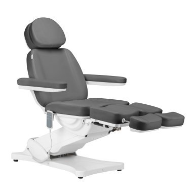 Elektrische behandelstoel SILLON Classic Pedi met 3 motoren en pedi-cradle voor podologie, pedicure en salons, grijs