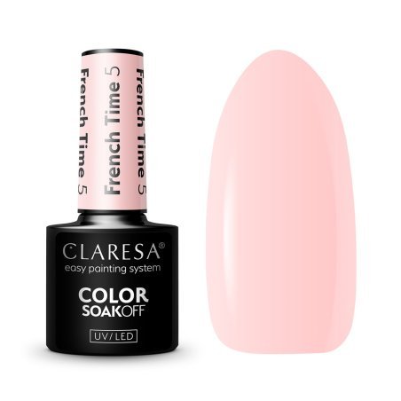 Gellak Claresa French Time 5 natuurlijke nude roze tint voor french manicure, baby boomer en clean nails in salon, 5 g