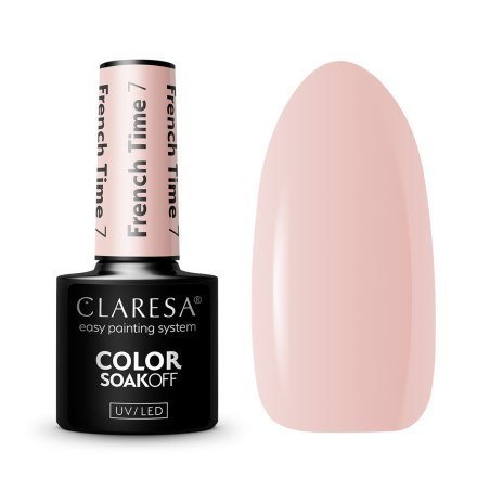 Gellak Claresa French Time 7 nude beige tint 5 g voor french manicure, babyboom en clean nails met glans en salonkwaliteit