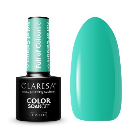 Gellak Claresa Full of Colours 6 in blauwgroen-turquoise tint, 5 g voor opvallende manicure met glans en intense kleur
