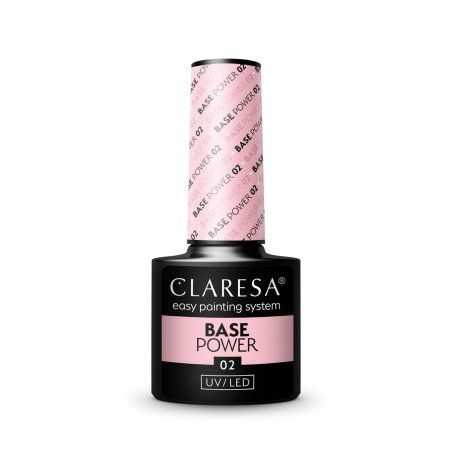 Rubber base voor nagels Claresa Base Power 02 5 g voor versterking, egalisatie en manicure met natuurlijke finish