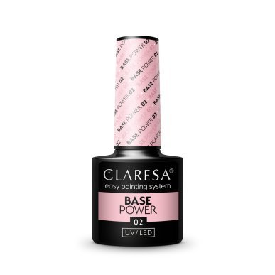 Rubber base voor nagels Claresa Base Power 02 5 g voor versterking, egalisatie en manicure met natuurlijke finish