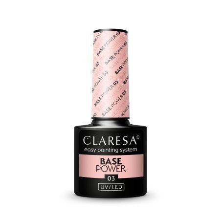 Rubber base Claresa Base Power 03 5 g met hoge hechting voor sterke, egale nagels en duurzame salonmanicure