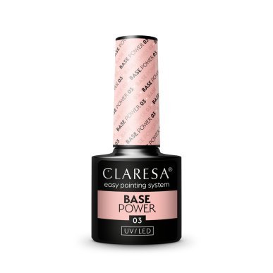 Rubber base Claresa Base Power 03 5 g met hoge hechting voor sterke, egale nagels en duurzame salonmanicure