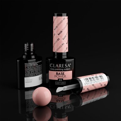 Rubber base Claresa Base Power 03 5 g met hoge hechting voor sterke, egale nagels en duurzame salonmanicure
