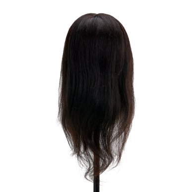 Kappers-oefenhoofd Gabbiano WZ1 met natuurlijk zwart haar van 16 inch voor knippen, stylen en kappersopleiding