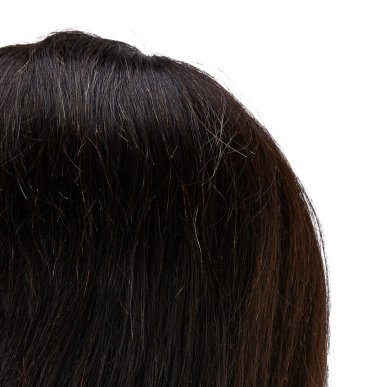 Kappers-oefenhoofd Gabbiano WZ1 met natuurlijk zwart haar van 16 inch voor knippen, stylen en kappersopleiding