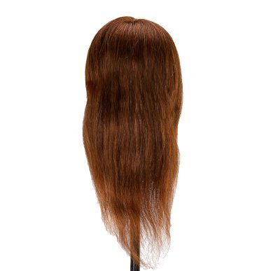 Kappers-oefenhoofd van natuurlijk haar Gabbiano WZ1 kleur 4 bruin 16 inch voor knippen en stylingtraining