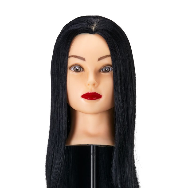 Professioneel kappersoefenhoofd Gabbiano WZ2 met synthetisch haar kleur 1 zwart 24 inch voor knippen en opsteken