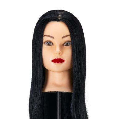 Professioneel kappersoefenhoofd Gabbiano WZ2 met synthetisch haar kleur 1 zwart 24 inch voor knippen en opsteken