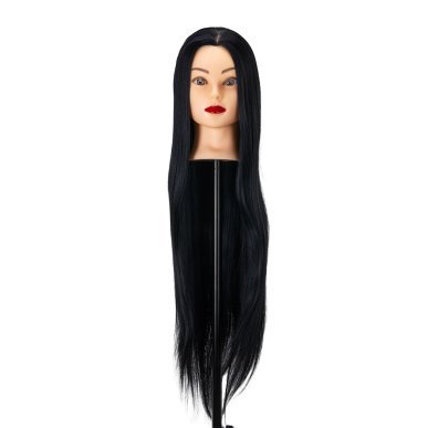 Professioneel kappersoefenhoofd Gabbiano WZ2 met synthetisch haar kleur 1 zwart 24 inch voor knippen en opsteken