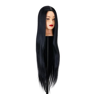 Professioneel kappersoefenhoofd Gabbiano WZ2 met synthetisch haar kleur 1 zwart 24 inch voor knippen en opsteken