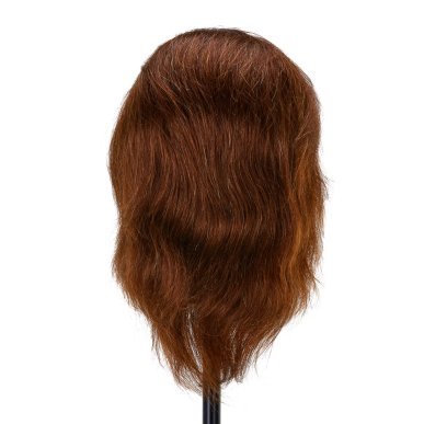 Kappers-oefenhoofd Gabbiano WZ3 met natuurlijk haar, kleur 4 bruin, 8 inch voor knippen, stylen en kappersopleiding