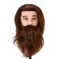 Kappers-oefenhoofd met baard Gabbiano WZ4 van natuurlijk haar, kleur 4 bruin, 8 inch + 6 inch beard voor training