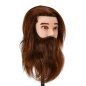 Kappers-oefenhoofd met baard Gabbiano WZ4 van natuurlijk haar, kleur 4 bruin, 8 inch + 6 inch beard voor training