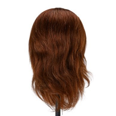 Kappers-oefenhoofd met baard Gabbiano WZ4 van natuurlijk haar, kleur 4 bruin, 8 inch + 6 inch beard voor training