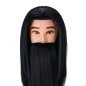 Kappers oefenhoofd Gabbiano WZ4 met baard, zwart synthetisch haar 8 inch + 6 inch voor kniptraining Kappers oefenhoofd Gabbiano WZ4 met baard, zwart synthetisch haar 8 inch + 6 inch voor kniptraining