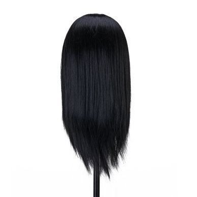 Kappers oefenhoofd Gabbiano WZ4 met baard, zwart synthetisch haar 8 inch + 6 inch voor kniptraining