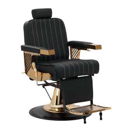 Professionele barberstoel Gabbiano Marcus Gold zwart-goud voor knippen, scheren en baardstyling in de barbershop