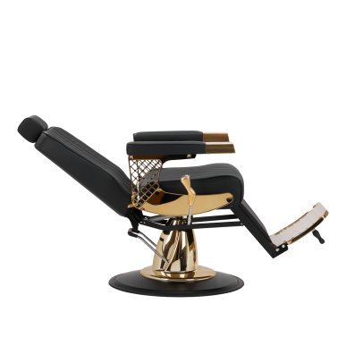 Professionele barberstoel Gabbiano Marcus Gold zwart-goud voor knippen, scheren en baardstyling in de barbershop