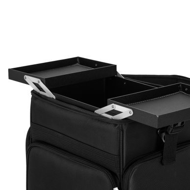 Beautykoffer op wielen Look 328 zwart voor beauty, kapsalon, make-up en nagelstyling met overzichtelijke opbergruimte
