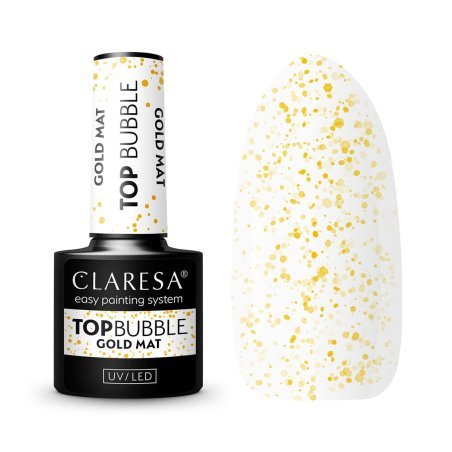 Gellak top Claresa Top Bubble Gold Matt 5 g matte no wipe voor professionele gel- en gellakmanicure in de salon