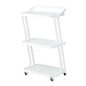 Cosmetische trolley Giovanni H6701 wit met drie glazen planken voor professionele salons en georganiseerde behandelingen