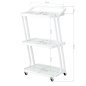 Cosmetische trolley Giovanni H6701 wit met drie glazen planken voor professionele salons en georganiseerde behandelingen