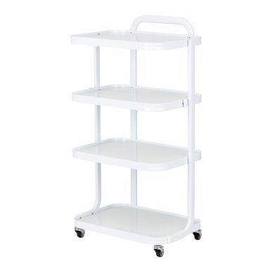 Cosmetische trolley Giovanni H6702 wit met glazen planken voor professionele salons en georganiseerde behandelingen