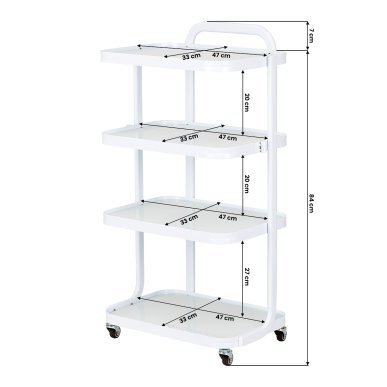 Cosmetische trolley Giovanni H6702 wit met glazen planken voor professionele salons en georganiseerde behandelingen