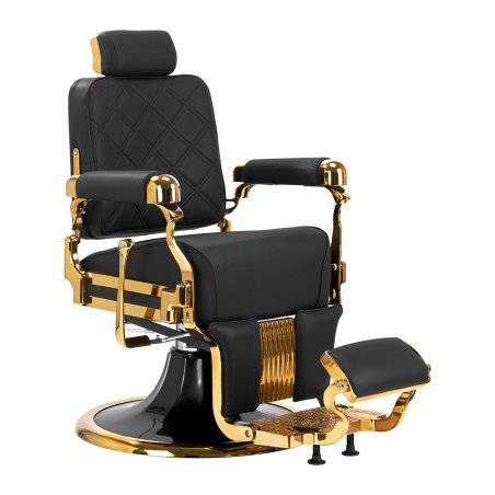 Professionele barberstoel Gabbiano Leonardo Gold zwart-goud voor comfortabel werken in de barbershop en professionele salon