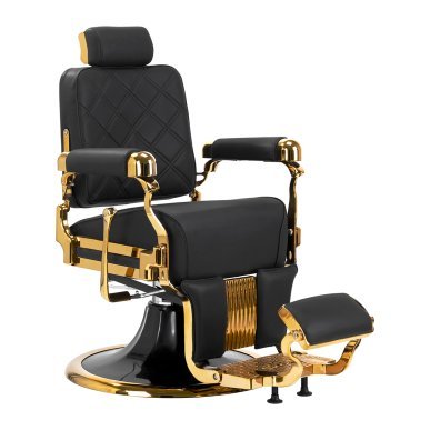Professionele barberstoel Gabbiano Leonardo Gold zwart-goud voor comfortabel werken in de barbershop en professionele salon
