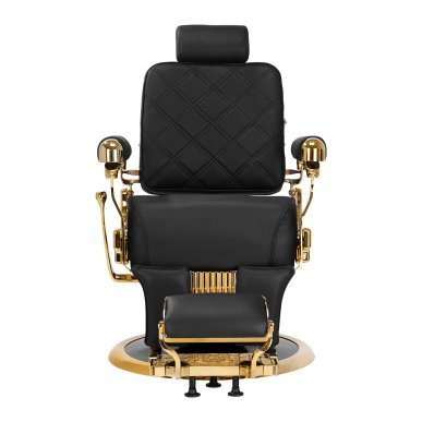 Professionele barberstoel Gabbiano Leonardo Gold zwart-goud voor comfortabel werken in de barbershop en professionele salon