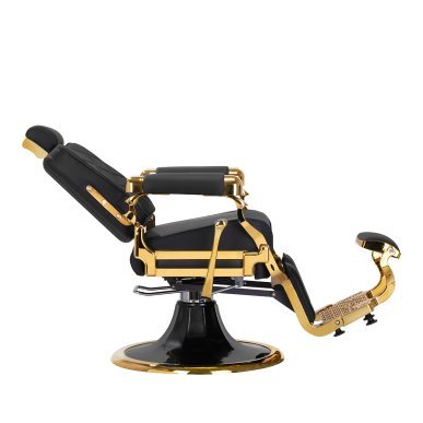 Professionele barberstoel Gabbiano Leonardo Gold zwart-goud voor comfortabel werken in de barbershop en professionele salon