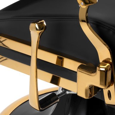 Professionele barberstoel Gabbiano Leonardo Gold zwart-goud voor comfortabel werken in de barbershop en professionele salon