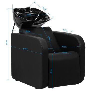 Kapperswasunit Gabbiano Sylvia zwart voor comfortabel haarwassen, hygiëne en werkorganisatie in salon en barbershop