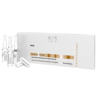 Depigmentatiemasker APIS DEPIQ PRO SYSTEM voor egale, heldere huid 10×3 ml + 10×0.7 g voor professionele huidverzorging