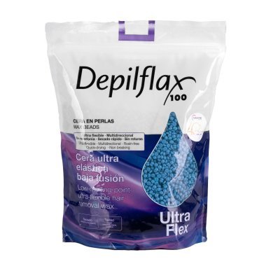 Ontharingswax Depilflax 100 Ultraflex Blue voor professionele salonontharing met flexibel aanbrengen en efficiënt ontharen