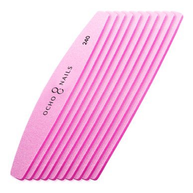 Halve maan metalen nagelvijl Ocho Nails met buffers 240, 10 stuks voor manicure, pedicure en nagelvoorbereiding