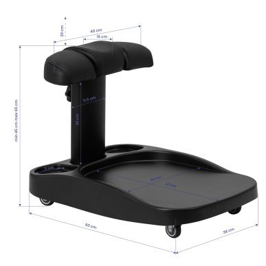Pedicure trolley Azzurro voor voetbad en professioneel pedicuresalonwerk in zwart voor georganiseerde behandelingen
