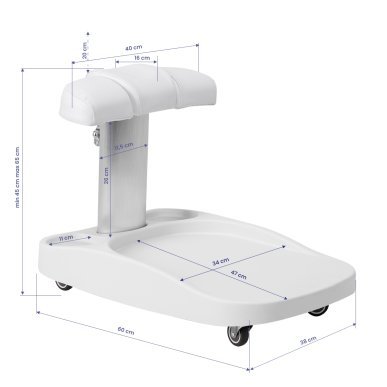 Pedicuretrolley Azzurro voor voetbad en pedicure, wit, professionele saloninrichting voor beauty- en podologiesalons