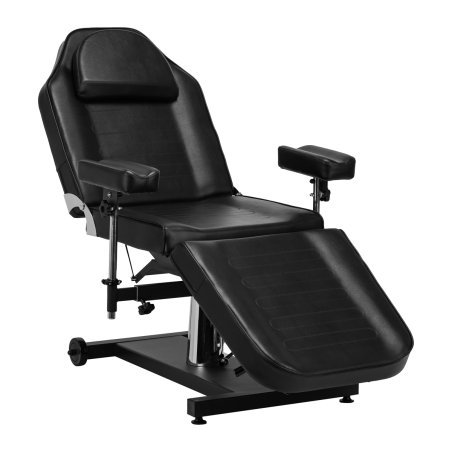 Professionele hydraulische tattoostoel PRO INK 322F zwart voor dagelijks salonwerk in tattoo, beauty en podologie