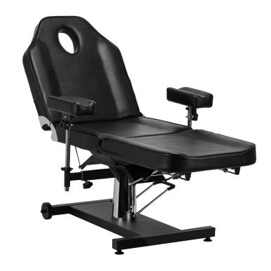 Professionele hydraulische tattoostoel PRO INK 322F zwart voor dagelijks salonwerk in tattoo, beauty en podologie