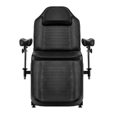 Professionele hydraulische tattoostoel PRO INK 322F zwart voor dagelijks salonwerk in tattoo, beauty en podologie
