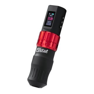 Tattoo machine EL CARTEL VISPA rood-zwart voor professioneel tatoeëren met soepele controle en comfortabele grip